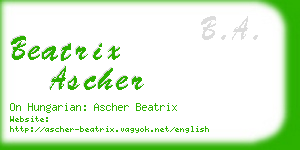 beatrix ascher business card